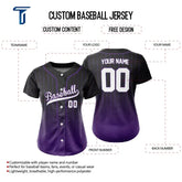 Custom Purple Gradient Pinestripe Button Down Baseball Jersey for Women